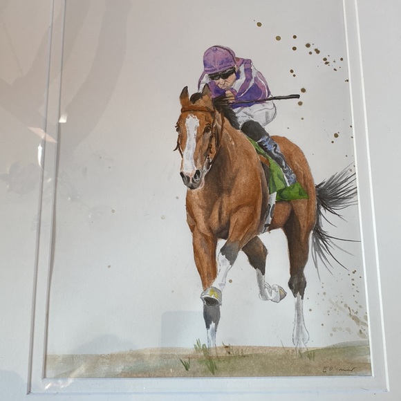 Racehorse original watercolour, WITHOUT frame - Picture 3 of 3